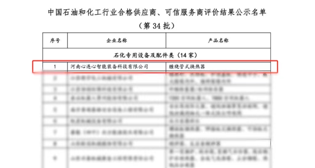 喜報！心連心智能裝備公司獲評中國石油和化工行業(yè)合格供應(yīng)商、可信服務(wù)商